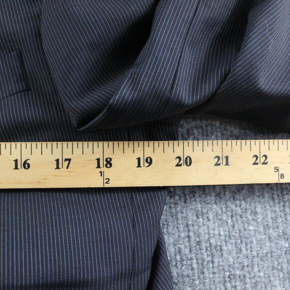 Carolina Herrera Suit Mens 41 Blue Pinstripe Wool Mohair 2 Piece Blazer Pants - Picture 7 of 16
